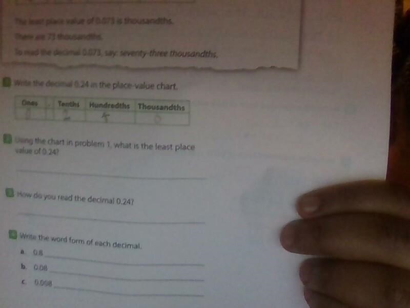 Using the chart in problem 1, what is the least place value of 0.24-example-1