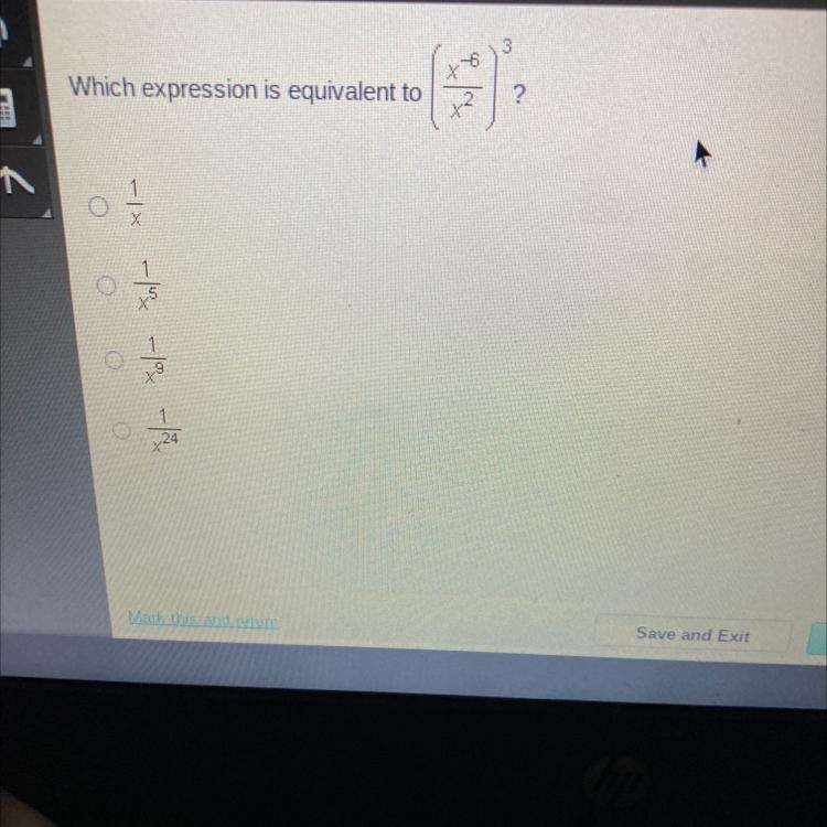 Which expression is equivalent to (x^-6/x^2)^3-example-1