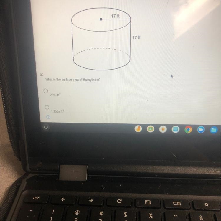 32.What is the surface area of the cylinder?289 ft²17 ft17 ft-example-1