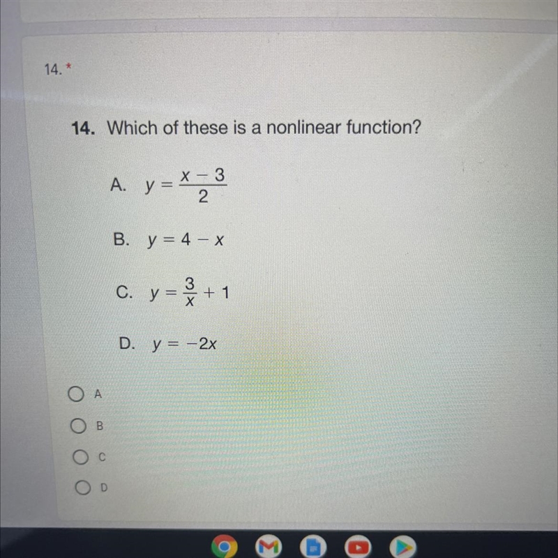 Which of these is a nonlinear function-example-1