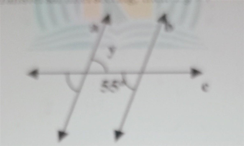 1. Line alb, c is a transversal intersecting, then y = ? a) 90° b) 25° c)55° d)35°​-example-1