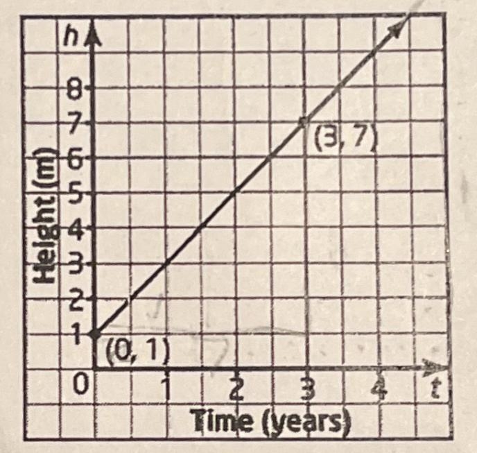 This graph shows the height of a tree over a 5 year growing peroid calculate the rate-example-1