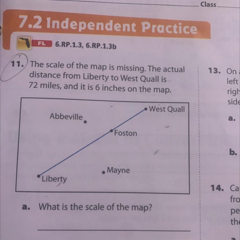 The scale of the map is missing. The actual distance from the liberty to west qualm-example-1