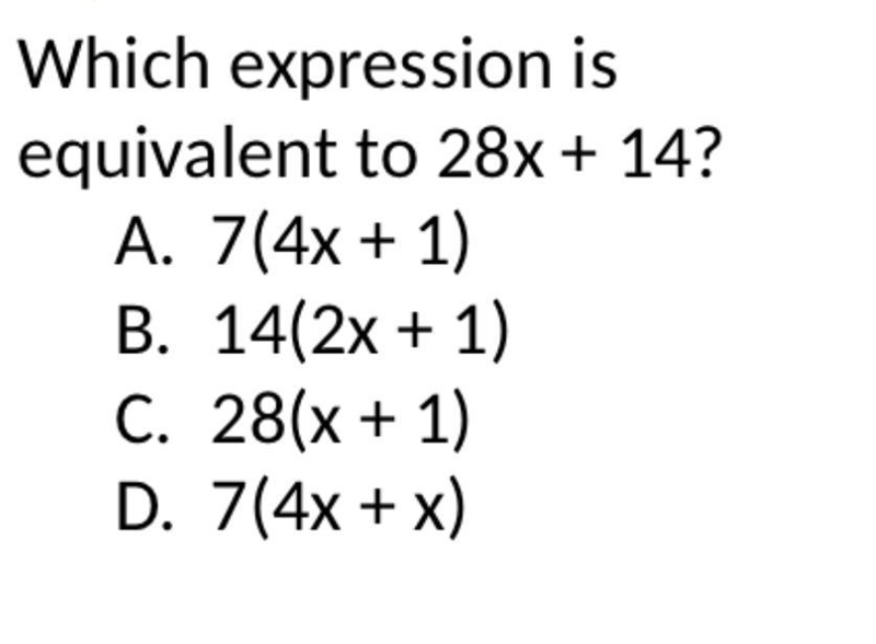 Which expression is equivalent to 28x + 14?-example-1