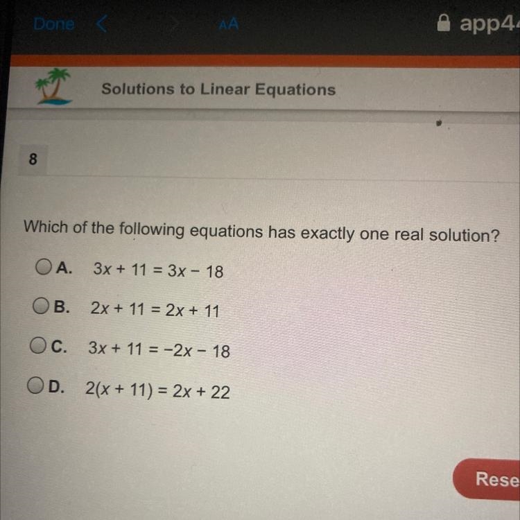 Which of the following equations has exactly one real solution.-example-1