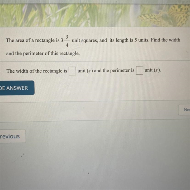 （See pic！）The area of a rectangle is 3 3/4-example-1