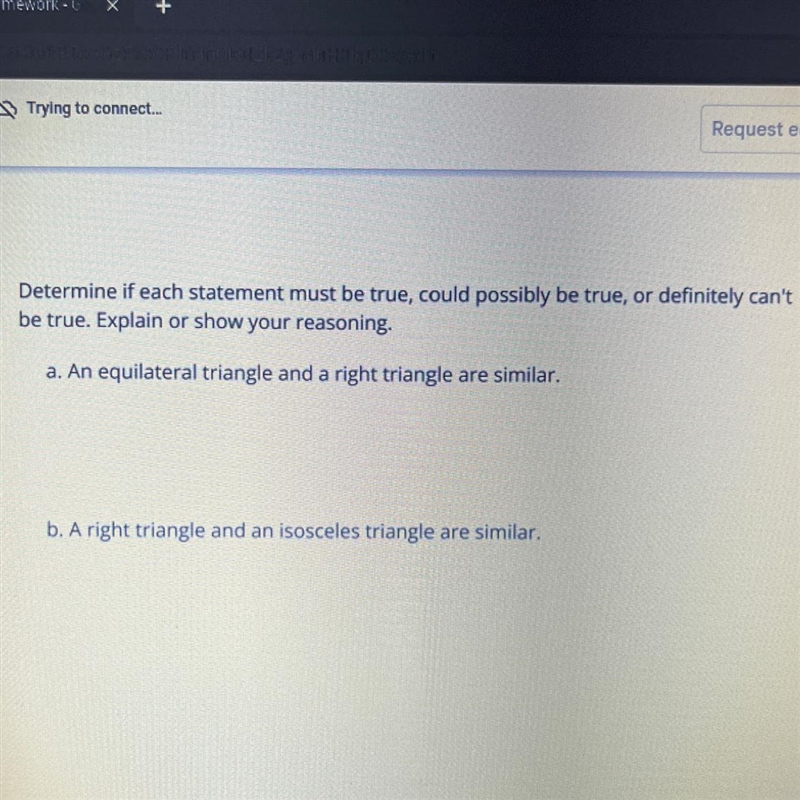 Is a equilateral triangle and a right triangle similar? And Is a right triangle and-example-1