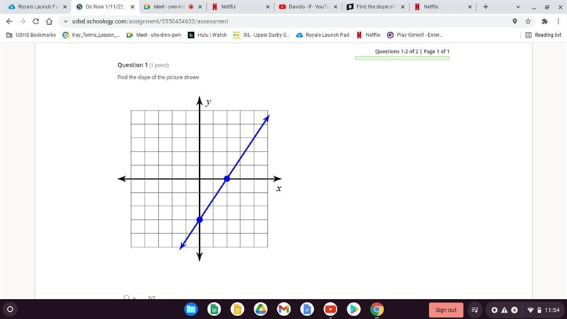 Find the slope of the picture shown a 3/2 b -3/2 c 2/3 d -2/3-example-1