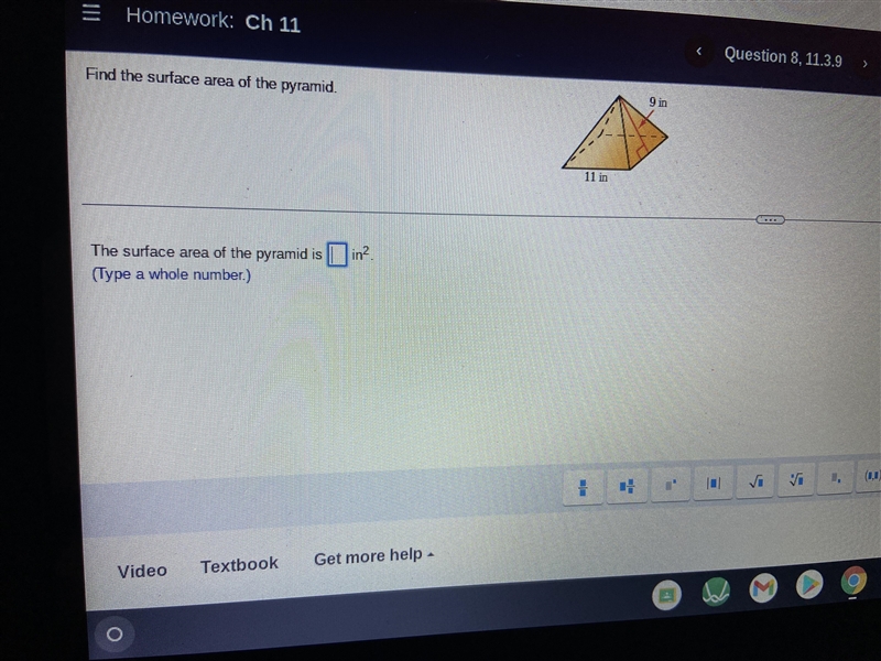 Find the surface area of the pyramid.-example-1