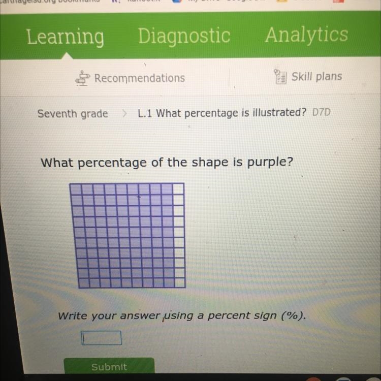 What percentage of the shape is purple?-example-1