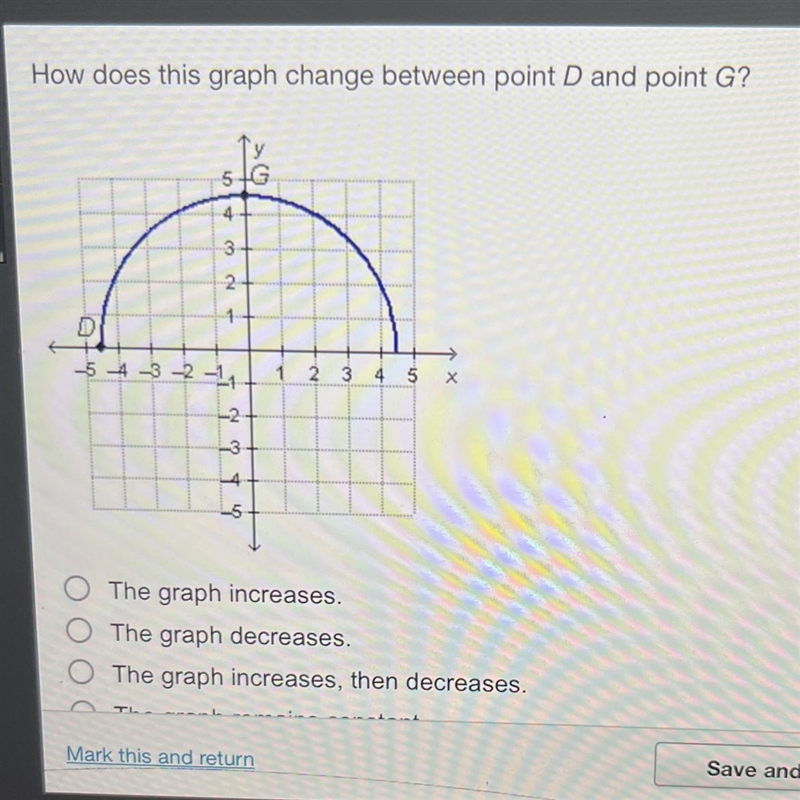 How does this graph change between point D and point G? 5-G 554 32 3- 2 1 -5-4-3-2-1 -2- 3 -4 -5 1 2 3 4 5 x-example-1