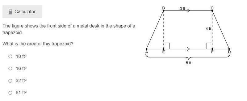 The figure shows the front side of a metal desk in the shape of a trapezoid. What-example-1