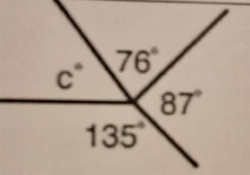 Angles question - please help me find the value of c! ​-example-1