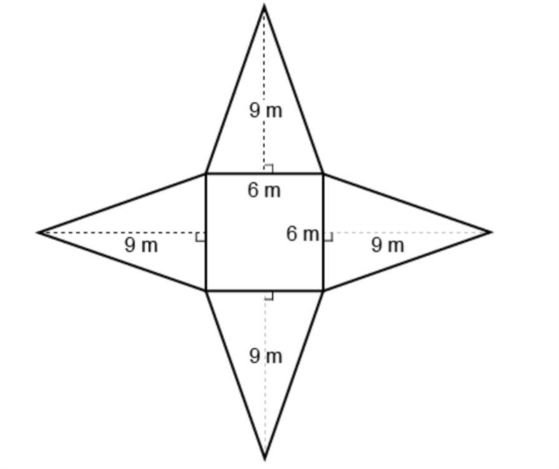 Please help ASAP What is the surface area of the square pyramid represented by the-example-1