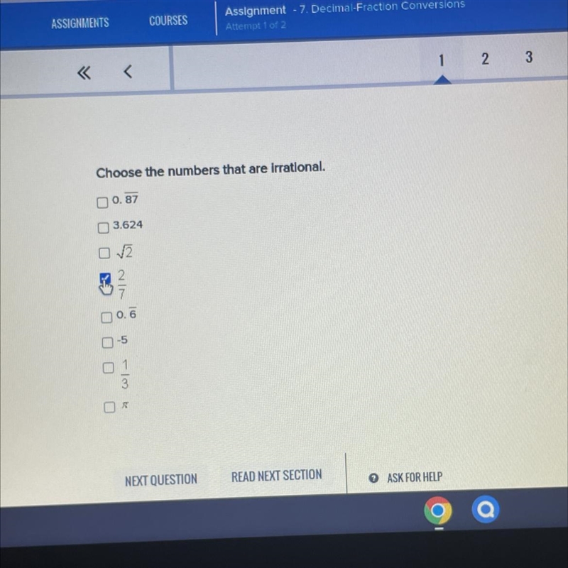 Choose the numbers that are irrational-example-1