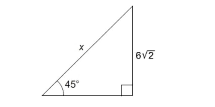 What is the value of x? A. 6 B. 6√2 C. 12 D. 12√2-example-1