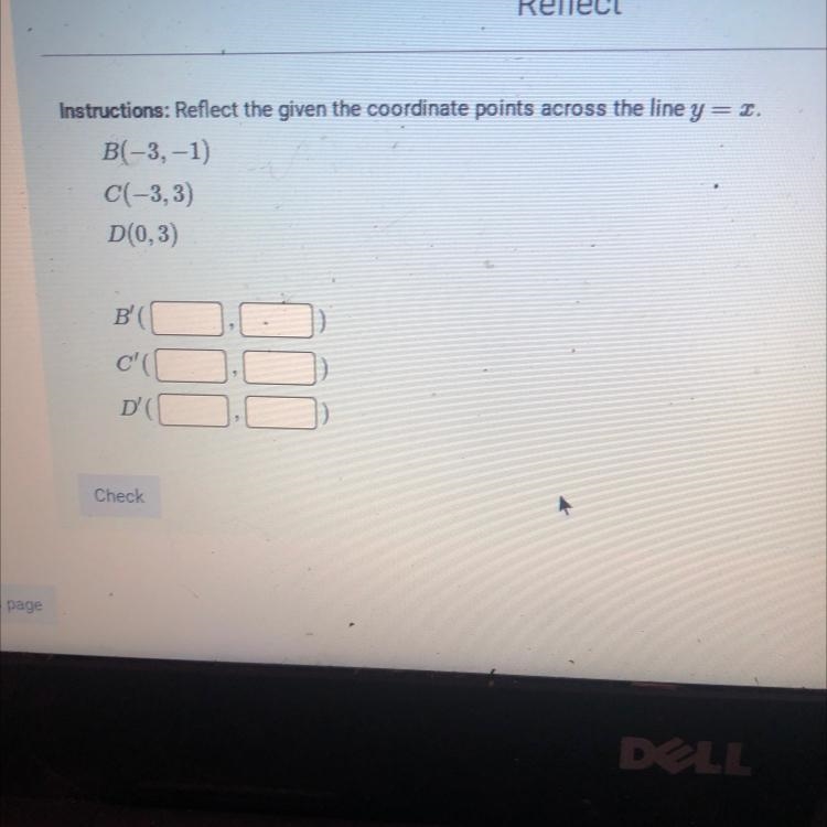 Reflect the given coordinate points across the line y= x-example-1