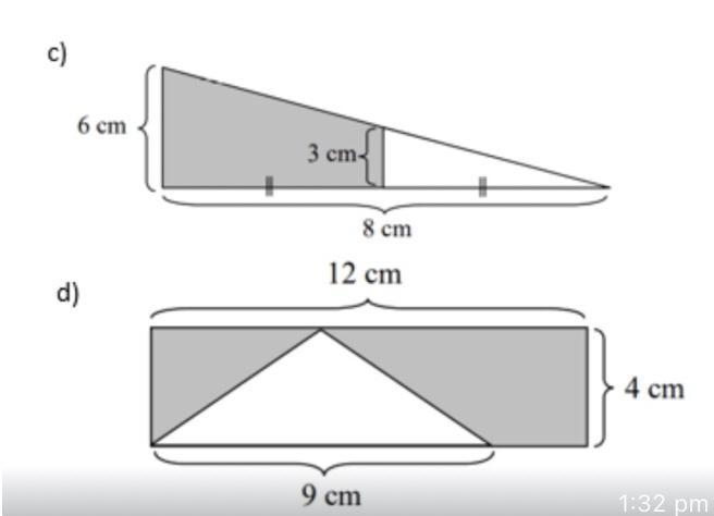 : Find the area of the shaded region for these two questions. Remember this Area of-example-1