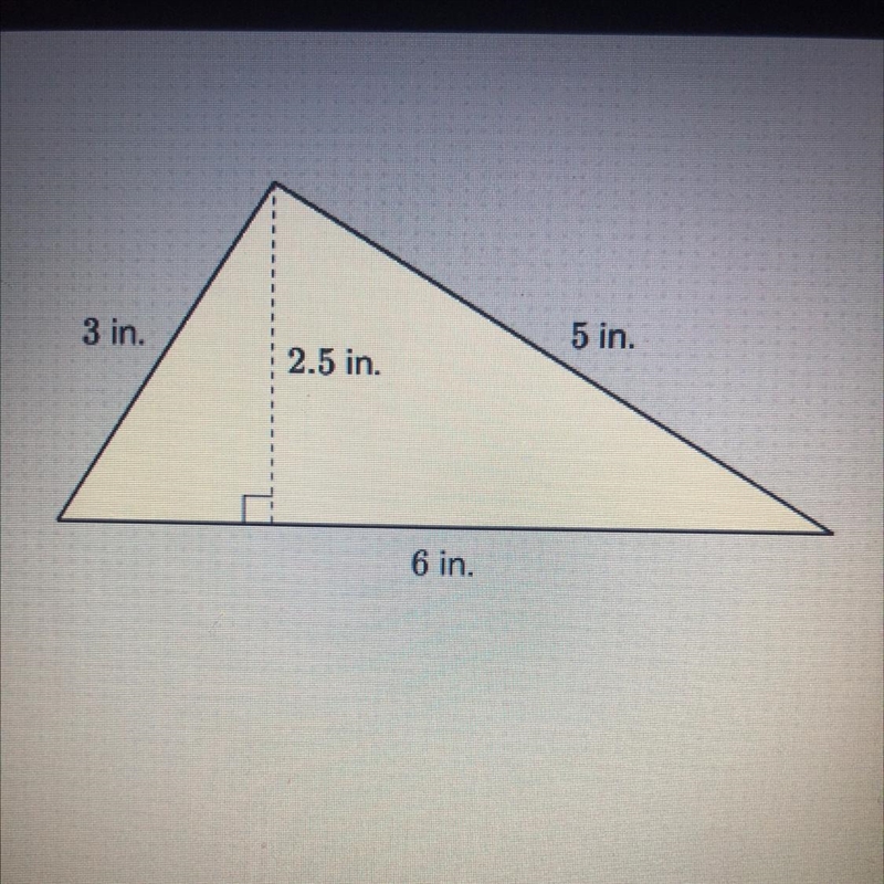 Find the area of the triangle. A=?in^2-example-1