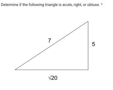 Determine if the following triangle is acute, right, or obtuse.-example-1