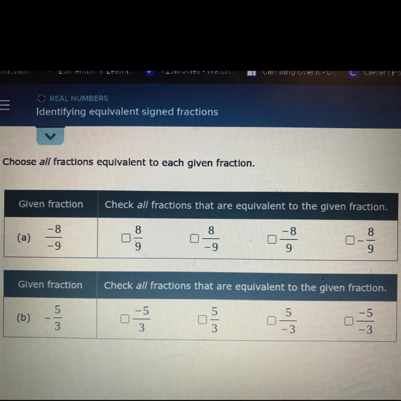 PLEASE HELP ASAP choose all fractions equivalent to each given fraction-example-1