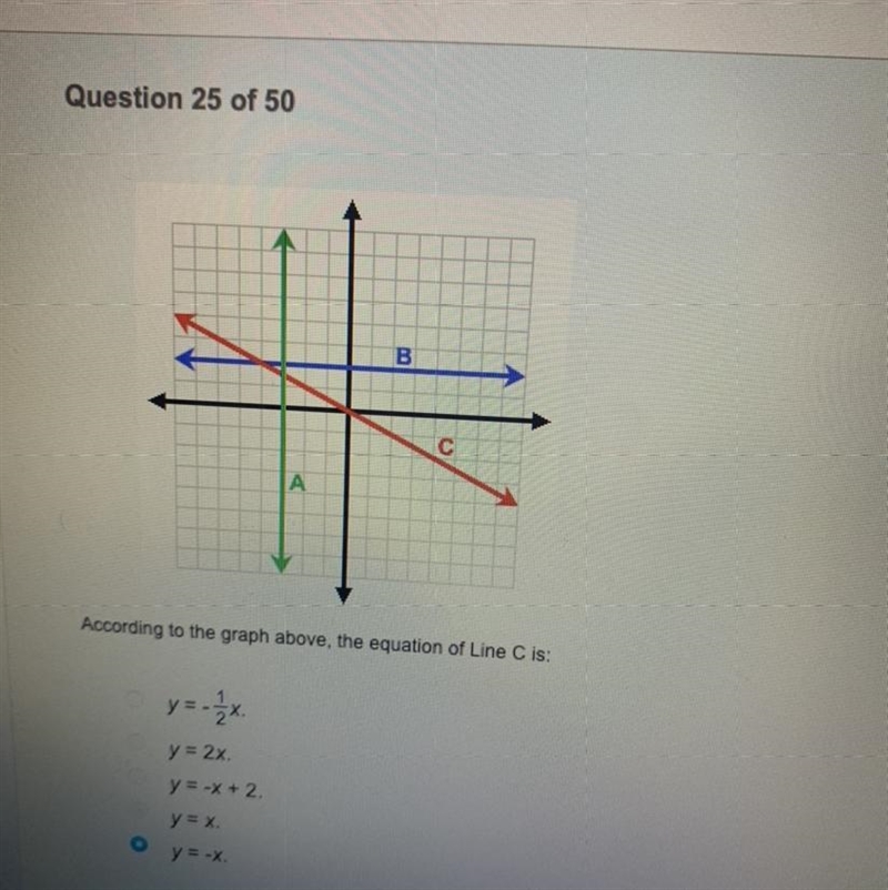 According to the graph above, the equation of line c is-example-1