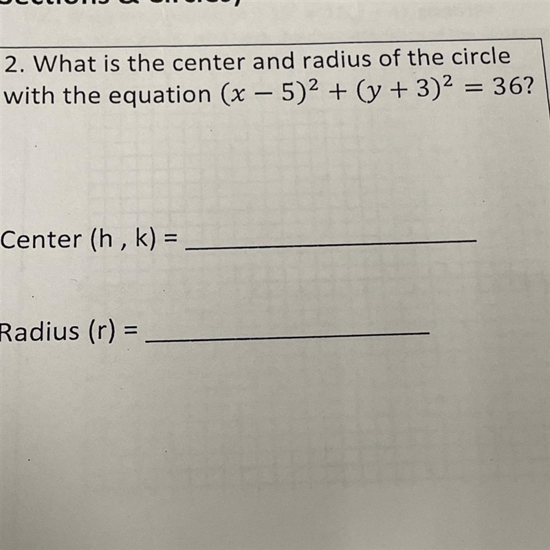 What is the center and radius of the circle?-example-1