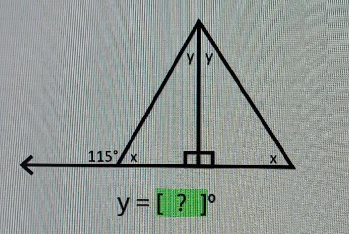 Angle sum theorem y=[?]° The answer is NOT 45° Please help.​-example-1