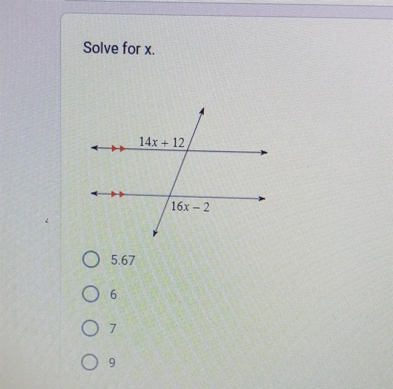 Solve for x 5.67 6 7 9​-example-1