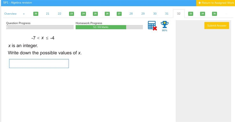 Write down the possible values of x-example-1