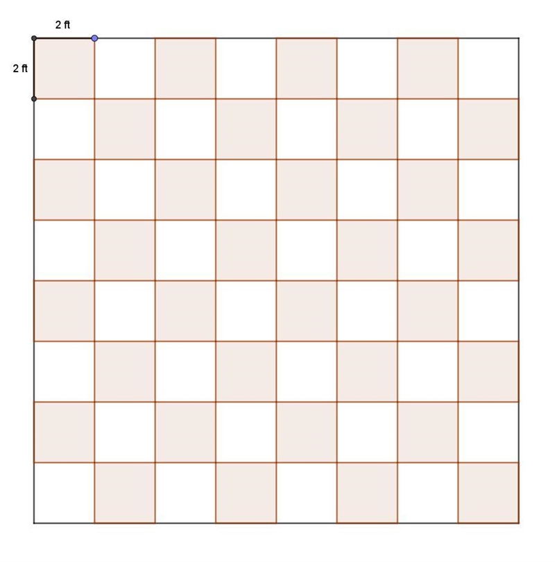 Lee is planning a square garden with a life-size chessboard in the middle of it, and-example-1