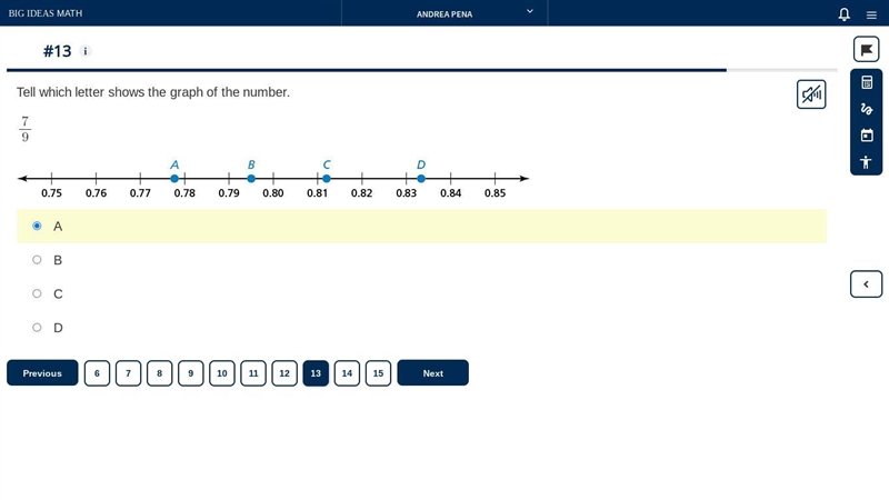 Tell which letter shows the graph of the number.-example-1