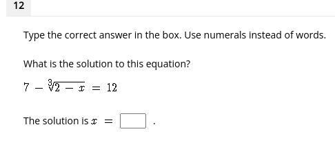 Type the correct answer in the box. Use numerals instead of words. What is the solution-example-1