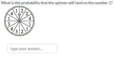 What is the probability that the spinner will land on the number 1?-example-1