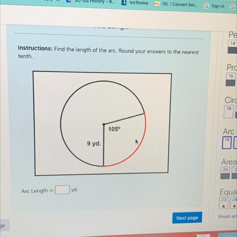 Help me please arc length=-example-1