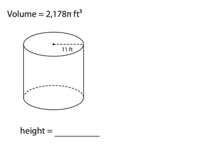 Given the following information find the height.Volume=2,178πft³-example-1