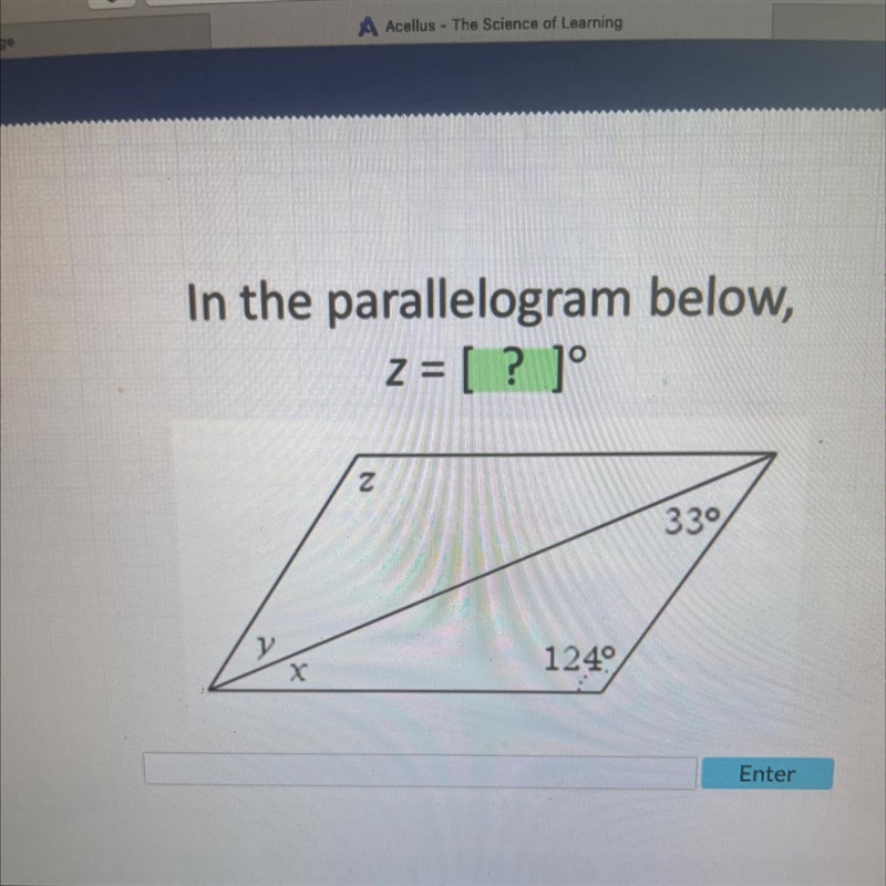 In the parallelogram shown in the picture solve for Z-example-1