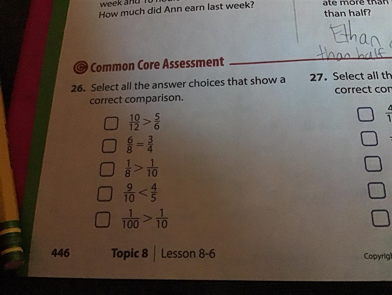 Select all the answer choices that show a correct comparison.-example-1