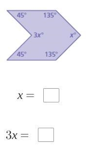 Find the value of x and 3x-example-1