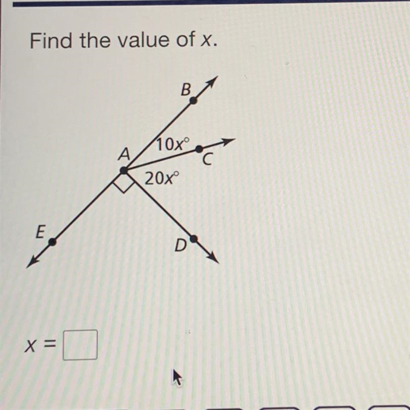 BIG IDEAS MATH #9 i Find the value of x. 110x² А. 20x X =-example-1