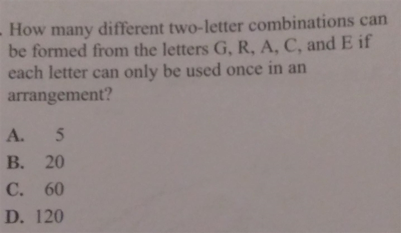 How many different two-letter combinations can be formed from the letters G, R, A-example-1