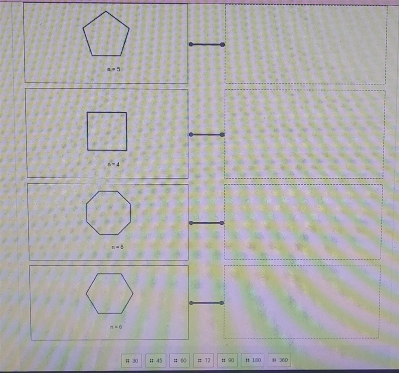 match the figure at the right with the number that represents the value of ONE EXTERIOR-example-1