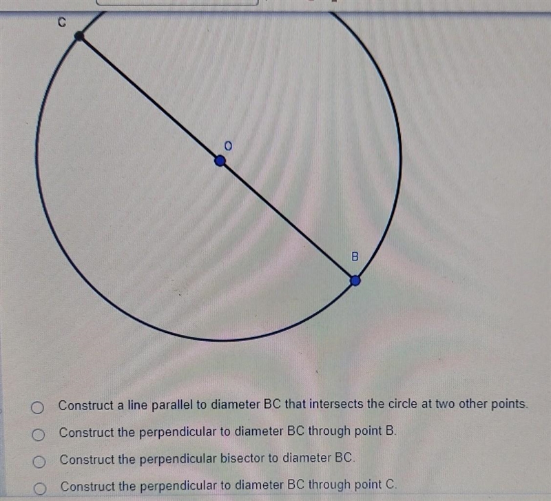 a student wishes to draw a square inscribed in a circle O. after drawing diameter-example-1