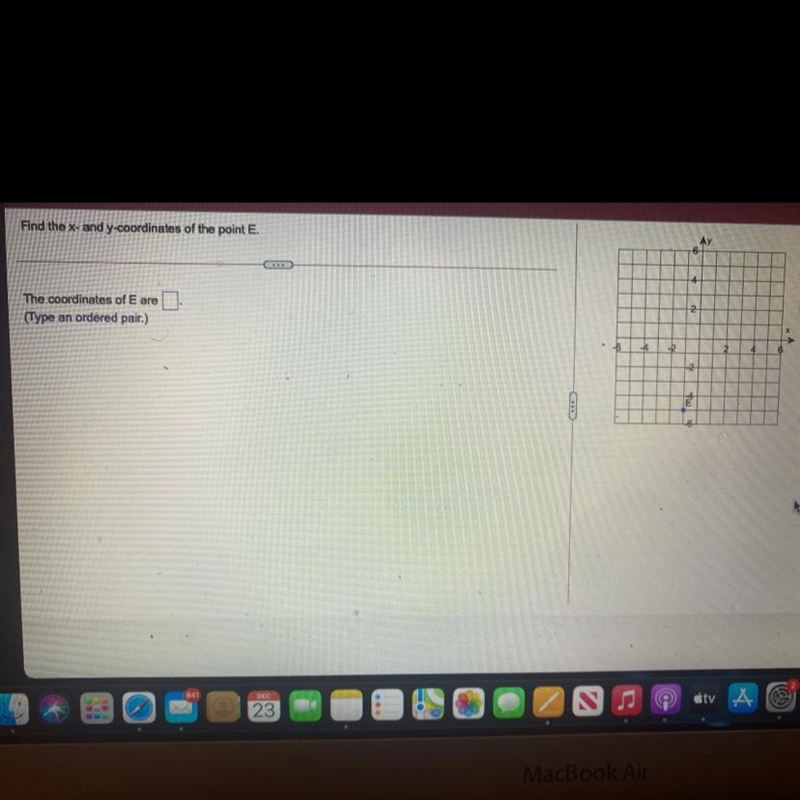 Find the x- and y coordinates of the point E-example-1