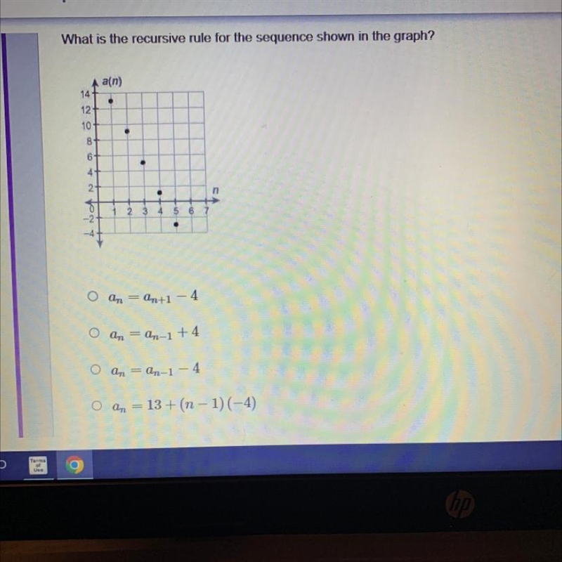 What is the recursive rule for the sequence shown in the graph?-example-1