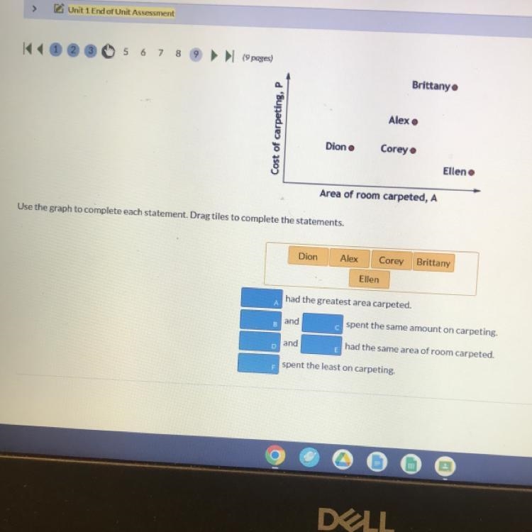 Use the graph to complete each statement. Drag tiles to complete the statements.-example-1