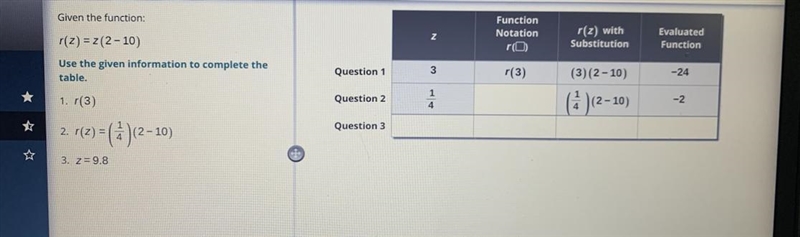 Use the given information to complete the table-example-1