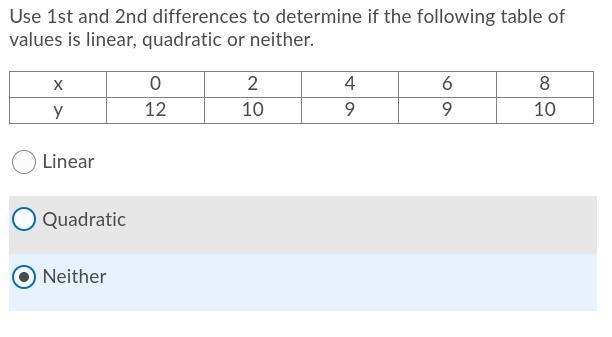 Can someone tell me if these is Linear or Quadratic-example-2