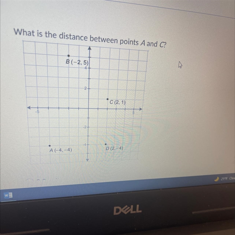 What is the distance between points A and C? 3.3 units 3.6 units 5.2 units 7.8 units-example-1