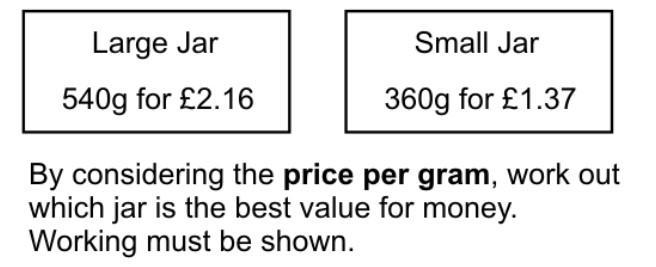 You can buy jars of the same jam in two sizes.-example-1